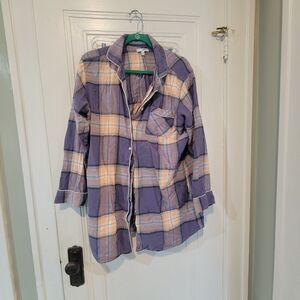 Sonoma Pajama Long Shirt Dress, Checkered Purple and Orange